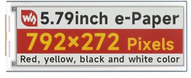 TUOPUONE 14,7 cm (5,8 Zoll) E-Paper-Display (G) E-Ink-Display, kompatibel mit Raspberry Pi 792 x 272 Pixel, Rot/Gelb/Schwarz/Weiß, SPI-Schnittstelle mit Treiberplatine
