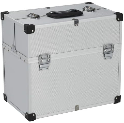Somanki Werkzeugkoffer 38x22,5x34 cm Silbern Aluminum, Werkzeugtrolley, Werkzeugset, Werkzeug-Sets, Tool Set, Werkzeugtasche Gefüllt
