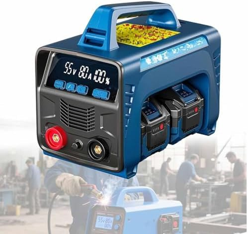 YXZQLOZ Cordless Welder, LED Display, MMA ARC 160A Battery-Powered Welder (Includes 2 Batteries), Digital IGBT Inverter Stick Welder, Hot Start Portable Stick/Flux-Cored Welder