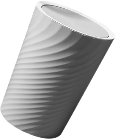 KICHOUSE Papelera de Plástico Gris con Tapa Abatible Cubo de Basura Doméstico Grande 12L para Baño Oficina y Sala Papelera Resistente para Cocina y Dormitorio Accesorio Funcional Hogar