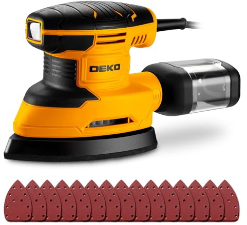 Detail Sander Electric: DEKOPRO 180W Mouse Sander Corded Sanders Hand Tool 13000 RPM with Dust Collector, 15pcs Sandpaper - Ideal for Sanding Polishing