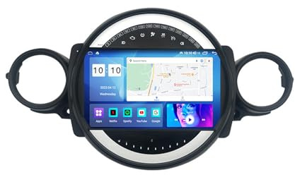 Autorradio de 9 Pulgadas y 2 DIN para BMW Mini (2007-2015) con Android 13, Pantalla táctil, CarPlay, cámara Trasera AHD, navegación GPS, Controles en el Volante, SWC, Bluetooth.