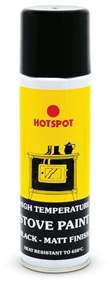 Hotspot Stove Paint Matt Black 250ml Aerosol - High-Temperature Resistant Coating for Stoves, Grates, and Fireplaces – Durable and Long-Lasting Finish