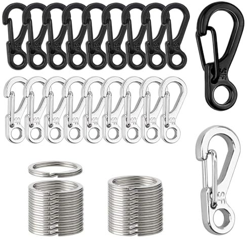 YEYIT 40 Stück Karabiner Schlüsselanhänger Karabinerhaken Klein Carabiner Clip Mini Karabiner Set Schlüsselanhänger Haken Kletterhaken Für Klettern Wandern Outdoor-Reisen Etc.
