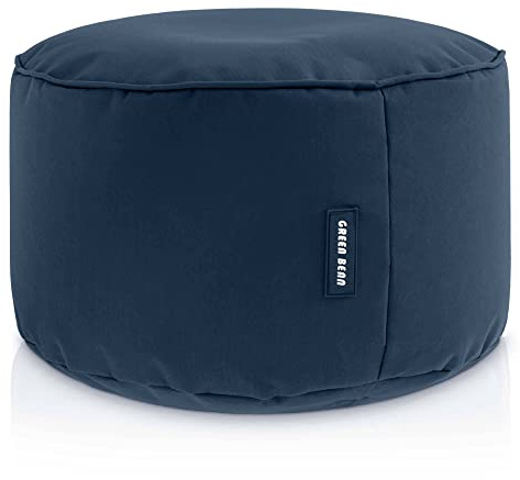 Green Bean© Pouf-Tabouret 25x45cm avec Remplissage de Perles EPS - Coussin pour Pieds Pouf Chaise - Coussin Sol pour Enfants & Adultes - Repose-Pieds Coussin Siège Bleu foncé