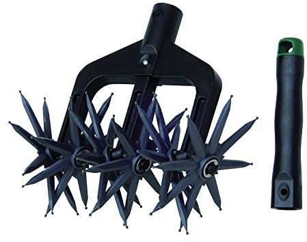 MissFox Sternfräse Gartengeräte Gartenfräse Hand mit abnehmbarem Griff, Handkultivator Garten zum Bodenlockerung, Rollkultivator Werkzeug für Garten und Rasen, Schwarz