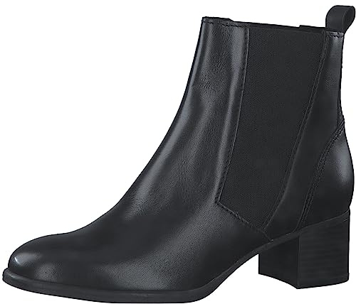 MARCO TOZZI Stivaletti Chelsea Donna in Pelle con Tacco, Black, 39 EU