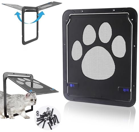 Chatiere pour Chat Trappe pour Chien Chattiere Porte Chat Automatique Isolante Chatières pour Chats 24 x 29 cm Chatière à Chat Noir Facile à Installer Verrouillable pour Petit Moyen Chat Chien