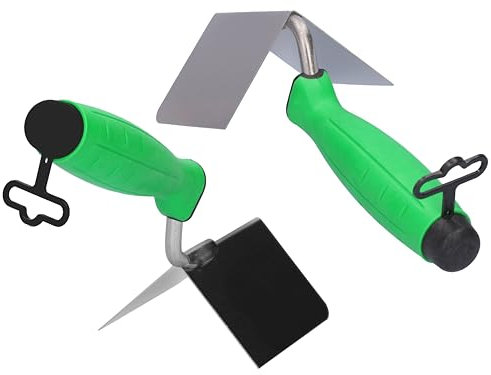 ToolSpace 2X Eckenkelle Rostfreie 80x65 mm Inneneckenkelle und Außeneckenkelle aus Edelstahl Kelle Eckkelle Eckspachtel 90° Maurerkelle Spachtelkelle Softgriff BAU Gipsarbeiten von Innenecken Wänden
