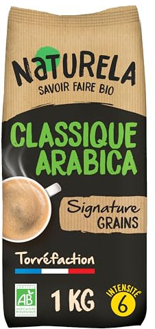 NATURELA Café Ecológico en Grano | Torrefacción Lenta 100% Arabica | Mezcla premium exclusiva para espresso, prensa francesa o café de filtro - Bolsa de 1 kg