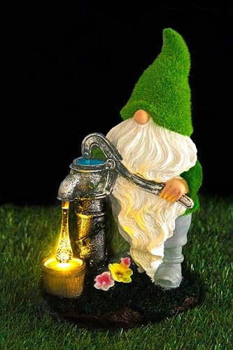 Garden Mile Solar Gonk Garden Ornaments LED Novelty Statue Outdoor Ornaments Figure for Lawn, Garden Outdoor Decorations Solar Gnomes Garden Statues Outdoor Lighting