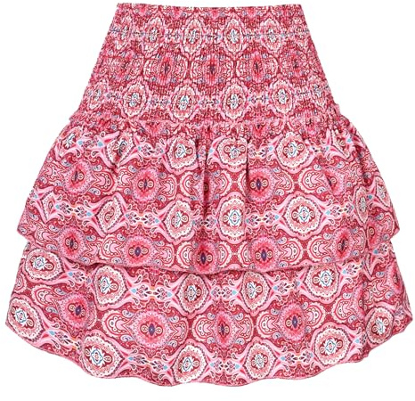 Adigaber Mini Falda de Mujer de Cintura Alta con Volantes 2 en 1 Sexy Tops para Fiesta Playa, Vacaciones