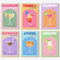 CharmBurst 6 Piezas Póster Retro de Coctel Colorido, Arte de Pared en Lienzo, Divertida Estampa de Vino y Alcohol, Decoración de Pared Estética para Habitaciones, 20x25 cm Sin Marco