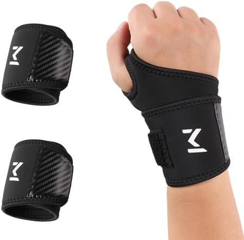 KEWUF 2 Stück Handgelenk Bandagen Fitness, Verstellbare Handgelenkstütze Bandage Handgelenkbandage, Handgelenkschoner Schmerzlinderung Sport Fitness, Für Linke oder Rechte Hand(Schwarz)