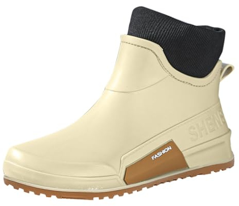 Bottes de pluie tendance, bottes en caoutchouc doublées pour homme et femme, bottes plates antidérapantes, bottes de pluie bouclées, imperméables à l'eau, bottes à enfiler douces et confortables, pour