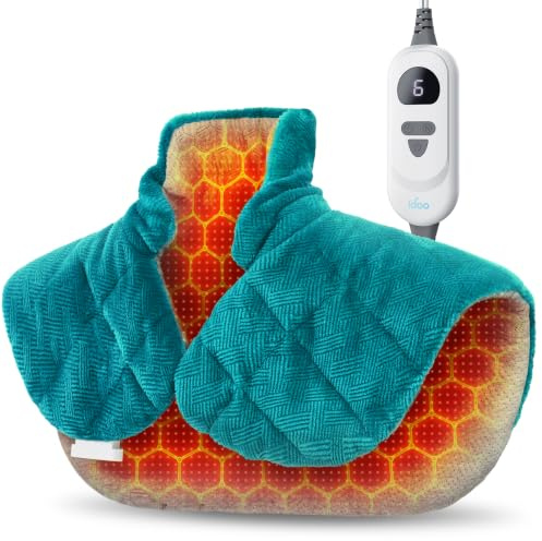 iDOO Graphene-Infused Weighted Heating Pad for Neck, Shoulders & Back | Christmas Heating Pad with 6 Heating Levels & 4 Auto-Off Timers, Gift for Men & Women, Soft & Washable Fabric, 48 x 61 cm