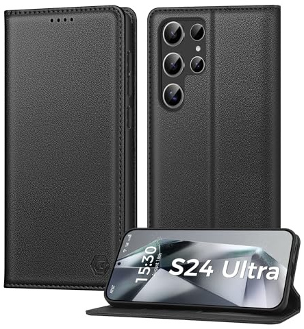 Kirnntca Coque pour Samsung Galaxy S24 Ultra, Housse en Cuir PU Premium Etui à Rabat Pochette de Portefeuille, Blocage RFID Flip Case Étui de Protection pour Samsung Galaxy S24 Ultra