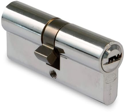 Amig - Cilindro de seguridad - Cerradura para puertas - Leva larga - Sistema antitaladro - Incluye 5 llaves - Plateado - Medidas: 60 (30-30 mm)