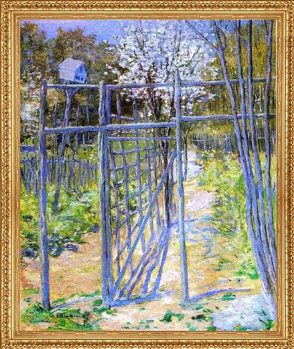 Art Oyster Julian Alden Weir The Grey Trellis - 20 x 25 Premium Canvas Print with Antique Gold Finish Frame