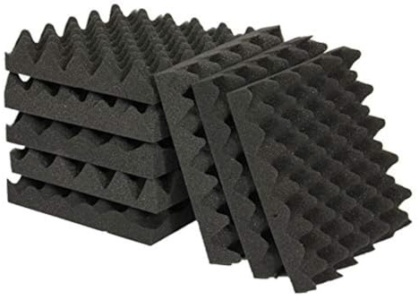 IZO All Supply 6 Pack Egg Crate Cushion 2 Thick 12 x12 Acoustic Panels Sound Proof Dampening Foam, Convoluted