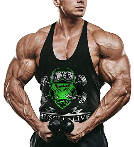 Herr Gym Bodybuilding Linne Stringer Vest Kondition Träna Sportkläder Bomull