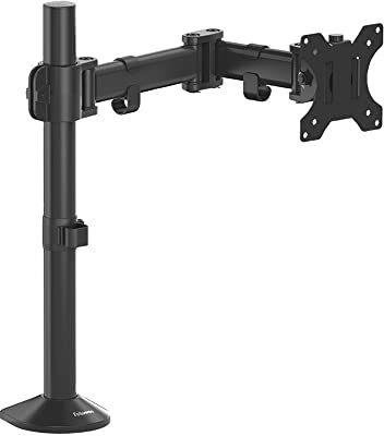 Fellowes Single Monitor Arm - Reflex Mount for 8KG 32 inch Screens - Ergonomic Adjustable Arm Desk Mount - Tilt 45° Swivel 180° Rotation 360°, VESA 75 x 75/100 x 100 - Black