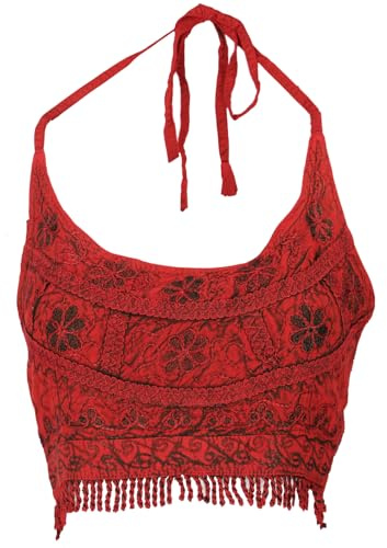 Guru-Shop, Goa Top, Psytrance Bandeau Top, Rosso, Sintetico, Dimensione Indumenti:36, Magliette Top
