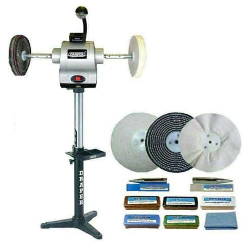 Draper Bench Grinder Polisher 550w with Stand & 8 Metal Polishing Kit