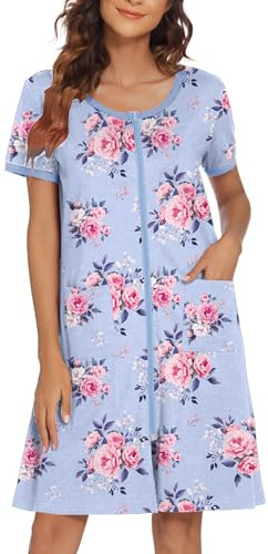 Ekouaer Women Zipper Front House Coat Robe Zip Up Bathrobes Short Nightgown