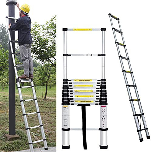 Échelle télescopique en aluminium 5 m avec 13 échelons - Robuste - Échelle télescopique - 5 m - Charge maximale : 150 kg - EN131