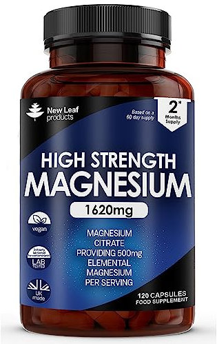 Magnesium Citrate Capsules 1620mg - Super Strength and High Absorption Magnesiums Supplements - with 500mg Elemental Vegan - Not Magnesium Tablets - Muscle & Sleep Support (Two Months Supply)