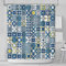 AIBIIN 180 x 180 cm Duschvorhang Blaue und gelbe Fliesen, Moderne Retro-Texturen, marokkanisches Mosaik, portugiesisches Mittelmeer, Duschvorhänge für Badezimmer, strapazierfähiges
