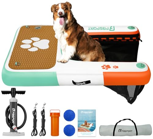 FBSPORT Rampa Inflable para Barco, rampa de Agua Flotante para Piscina, Barco, Escalera Flotante de EVA Antideslizante para Perros de hasta 220 Libras, rampa de Piscina para Perros de hasta 220