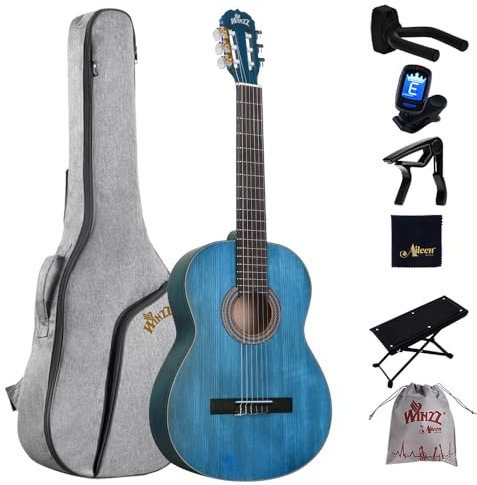 Winzz Konzertgitarre 4/4 Erwachsene, Klassische Gitarre für Anfänger 39 Zoll, Blau