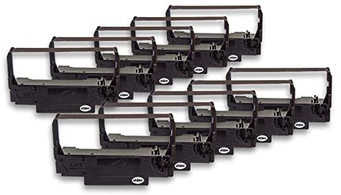 vhbw 10x Farbband Schriftband kompatibel mit Epson TM-U220B, TM-U220D, TM-U370, TM-U220A, TM-U325 Nadeldrucker, Bondrucker - Schwarz