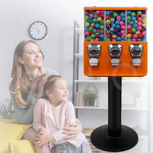 Distributore Automatico Di Caramelle Commerciali Con Supporto, Distributore Automatico Triplo Con Contenitori Intercambiabili - Distributore Di Caramelle a Gettoni per Negozi,Orange-1to1.37inOutlet