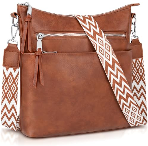 LUROON Sac Bandoulière Femme Cuir PU Sac a Main Femmes Bandoulieres avec Bretelle Amovible et Réglable Sacs Bandoulière Femme Pour Voyage Quotidien Travail École