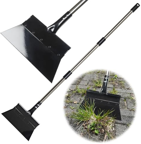 Pala de jardín, pala multifuncional para limpieza de jardín con mango ajustable de 52 pulgadas, raspador de musgo para desmalezar, raspar y quitar hielo