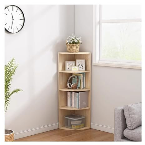 Side End Table Solid Wood Corner Cabinet Bookshelf Wall Corner Floor to Ceiling Edge Cabinet Living Room Bedroom Fan-shaped Corner Cabinet Pine Wood Storage Shelf Sofa Side Cabinet(30*120cm)