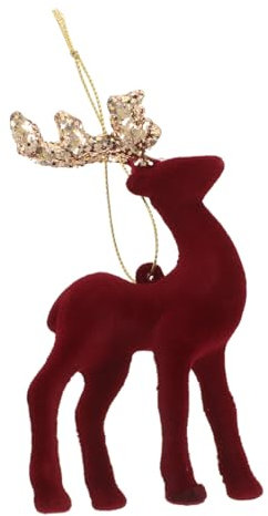 Warmhm Beflockte Rentierfigur Für Weihnachten Lebensechte Elch-tischdekor Weihnachtsbaum-elch-anhänger Plüsch-Rentier-Ornament Weihnachts-hirschfiguren Weihnachts-rentierdeko Beflockte