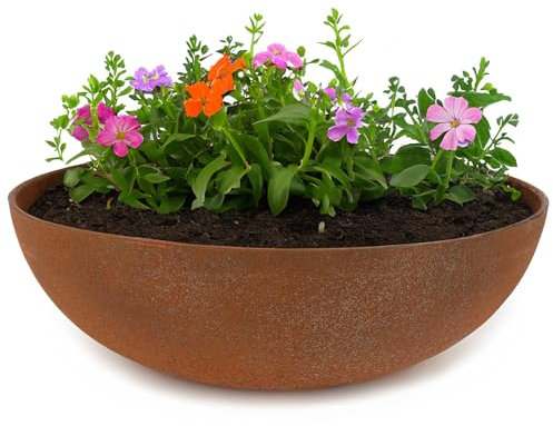 matches21 HOME & HOBBY Macetero para exterior con aspecto oxidado, 45 x 13 cm, resistente a la intemperie