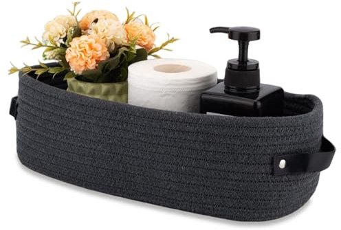 SUIOPPYUW Eleganter Aufbewahrungskorb aus geflochtenem Toilettenpapier für Badezimmerutensilien, Baumwollseil, Badezimmer Dekorkorb, Baumwollseilkorb