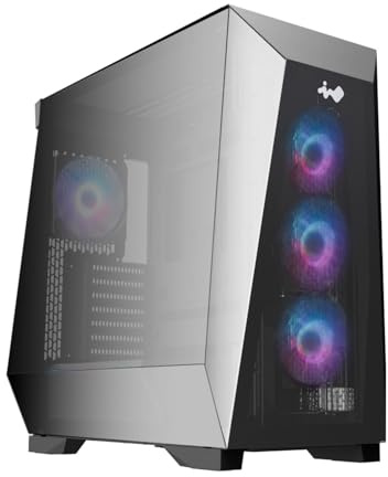 Châssis de Jeu InWin Prism Mid Tower - Prend en Charge ATX, Mini-ITX - Vue panoramique Ultra Large - Prend en Charge jusqu'à 435 mm - Comprend 4 Ventilateurs ARGB 120 mm pré-installés (IW-CS-PRISMBLK