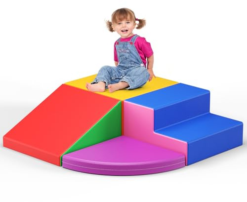 MINENICE 4-teiliges Kletterblock-Set aus weichem Schaumstoff, Sicherheits-Upgrades für Baby-Kletterblöcke, rutschfestes, leicht zu reinigendes PU-Material, Kletterspielzeug für Kleinkinder(4p–Farbe)