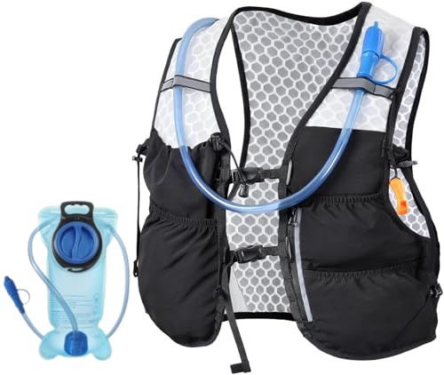 AGPTEK Hydration Running Vest with 2L Water Bladder for Women Men, Lightweight & Adjustable Running Vest for Runner Walking Hiking Marathon Cycling Jogging Trail Race, Black, M
