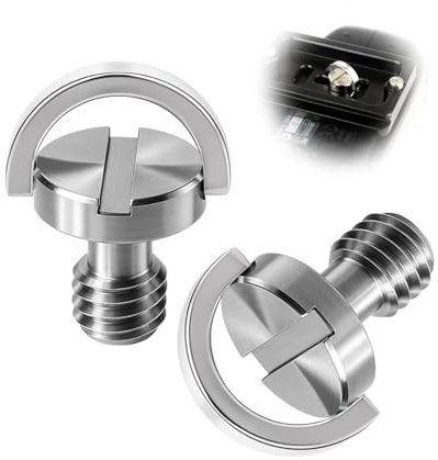 FUGLUS 2 Pezzi Vite 1/4 Pollice per Fotocamera, Acciaio Inossidabile D-Ring Vite di Montaggio, Compatibile con SmallRig, Treppiedi, Monopiedi,Piastra a Sgancio Rapido