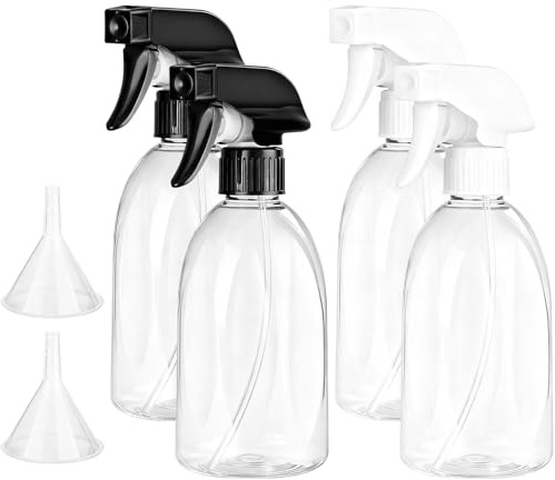 EUGENEKELLY 4 st. sprayflaskor för växter, spridare, sprayflaska, hår, vattensprayflaska, 500 ml, tomma plastflaskor för fyllning med justerbart sprayhuvud för trädgård, husdjur