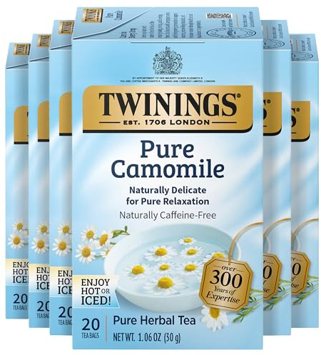 Twinings Camomille Pure 20 Sachets de Thé - Une Tisane Relaxante – Un Paquet de 6