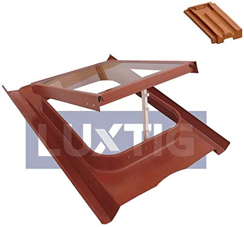 Lucernario/Finestra da tetto - Modello 45X60 - Vetro Temperato - Luxtig (Tegola Portoghese, Rosso Mattone)