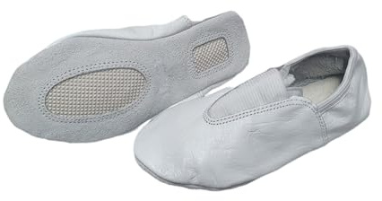 SKMAXO Pure Leather White Gymnastic Shoes in Children's and Adult's Sizes | Full Soft Sole Genuine Leather Training/Yoga/Trampoline Dance Shoes (Gymnastic, UK 3)
